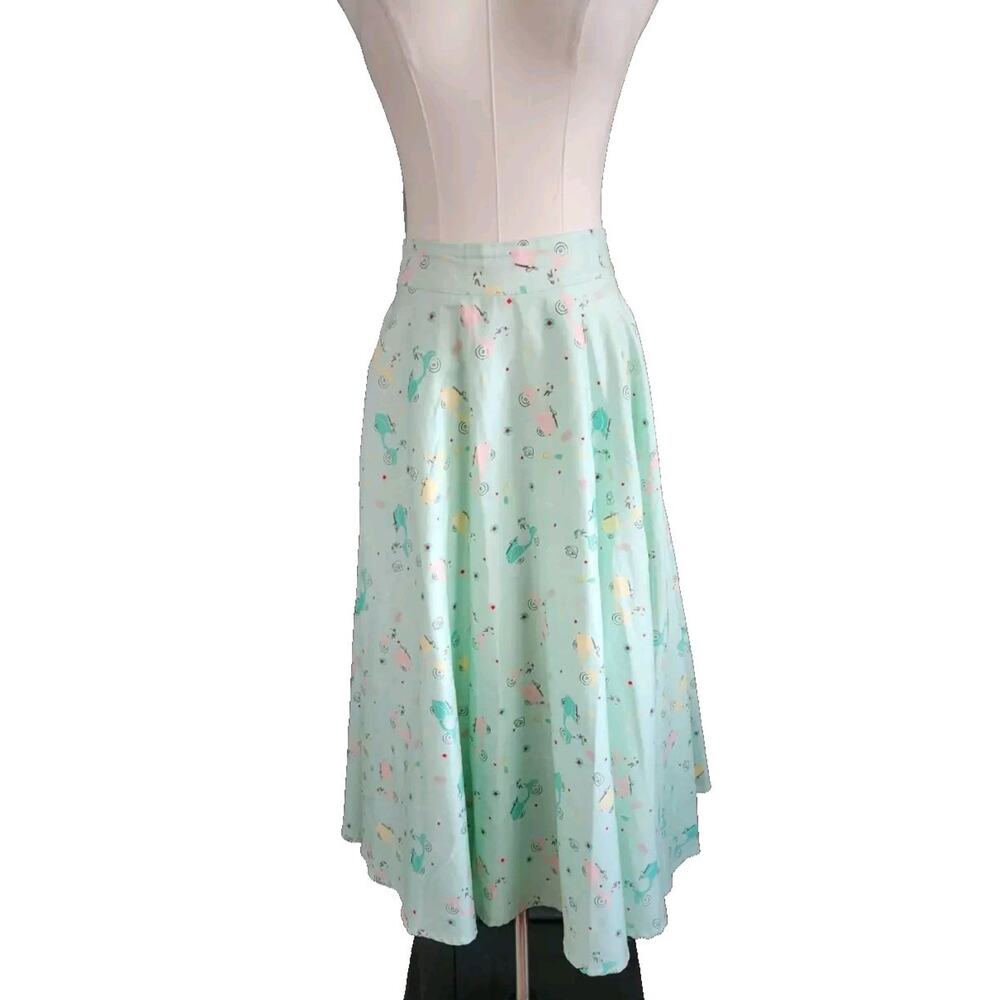 Voodoo Vixen Aqua Floral Midi Skirt - Picture 3 of 9